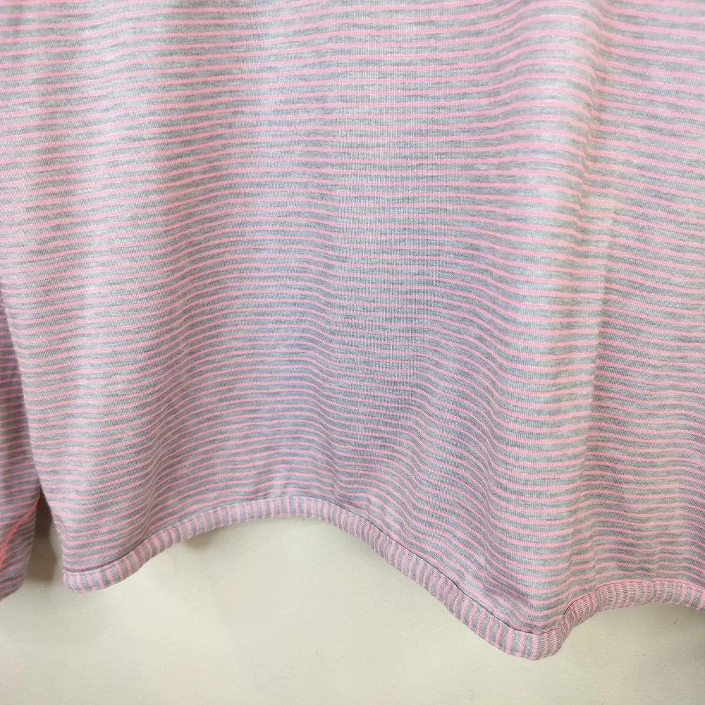 Athleta Girl Be Bold Stripe Top XXL 14 Activewear Sporty Pink Grey Pullover